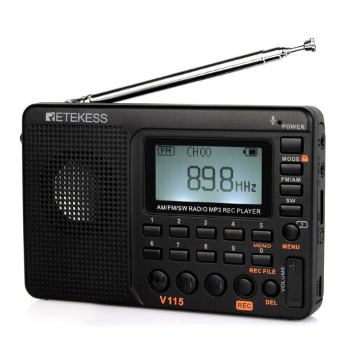 Retekess V115 Portable AM/FM/SW Radio Receiver MP3 Player Rechargeable Home Gift - Picture 1 of 12