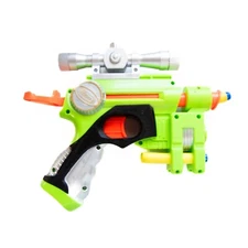 Buzz Bee Toys Light-Up Dart Blaster With Scope - Bright Neon Green & Silver Desi