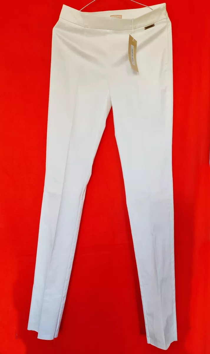 AUTHENTIC JOHN GALLIANO SOLID WHITE COTTON WOMEN'S PANTS-SIZE:US 6