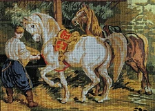 Needlepoint Painted Canvas Gobelin 6075 - Horses. 12"x16" Collection D'Art