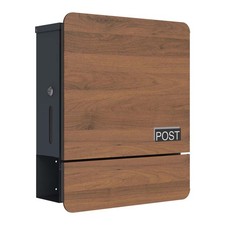 Schartec Design Letterbox Dark Wood wall mounted Mailbox Post Box Letter Catcher