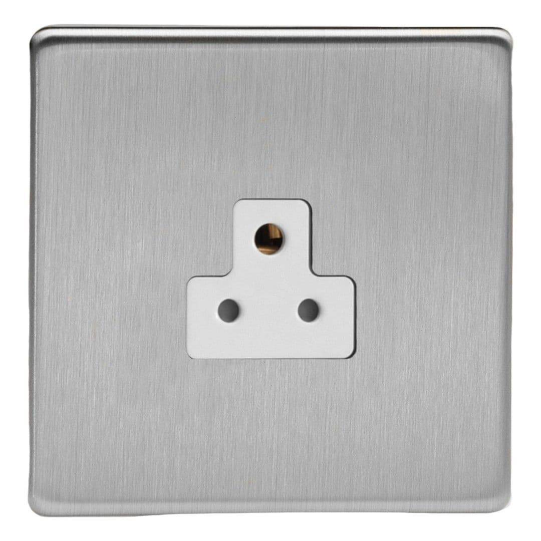 Varilight XDSRP2AWS Screwless Brushed Steel 1 Gang 2A Round Pin Socket