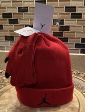 Jordan Red Knit Youth Beanie & Gloves 2-Piece Set NWT