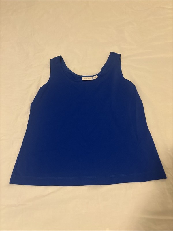 Women’s Chico's Size 1 Tank Top, Nylon Scoop Neck Royal Blue EUC