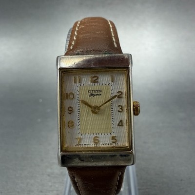 Citizen Elegance Tank Watch Women 18mm White Dial Gold Tone Rectangle New Batt