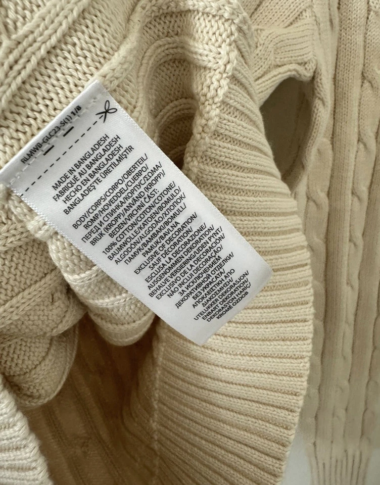 Suéter para mujer talla S/Polo Ralph Lauren algodón tejido con cable crema Foto 4 de 4