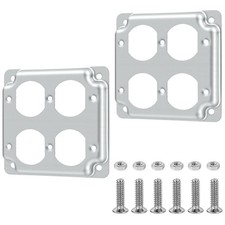 2-Gang Duplex Receptacle Electrical Box Cover, 4 x 4" Square Exposed Electric...