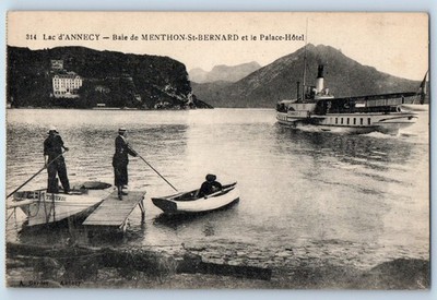 France Postcard Lake Annecy Menthon-St-Bernard Bay and the Palace Hotel c1910