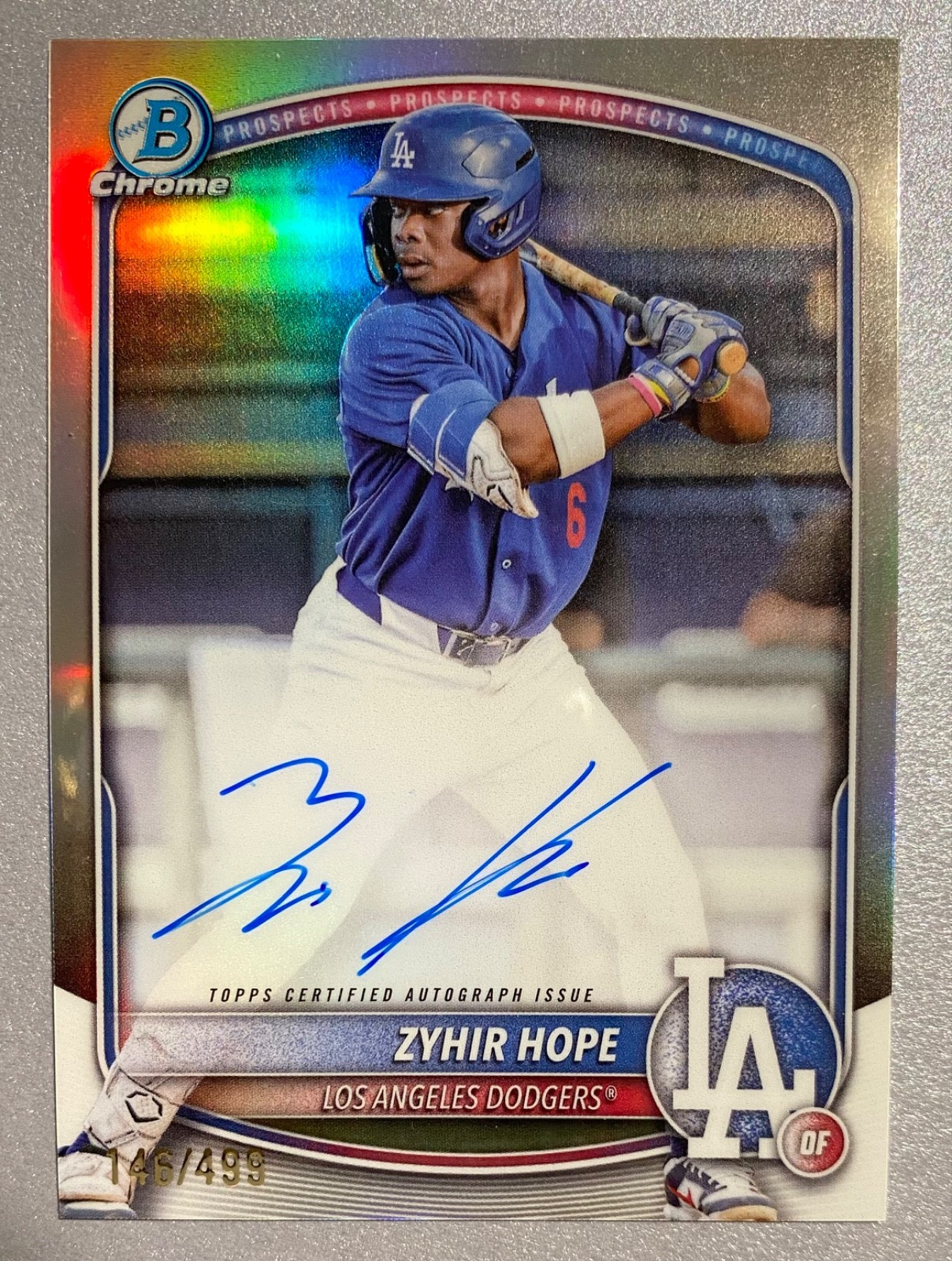 2025 BOWMAN CHROME ZYHIR HOPE #CPA-ZH REFRACTOR AUTO /499 LOS ANGELES DODGERS