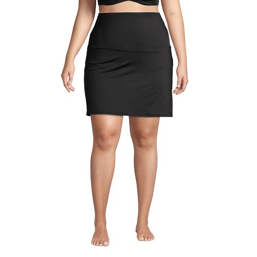 NEW Lands' End Plus Size 22W Black Ultra High Waisted Lycra Swim Skirt UPF50 NWT