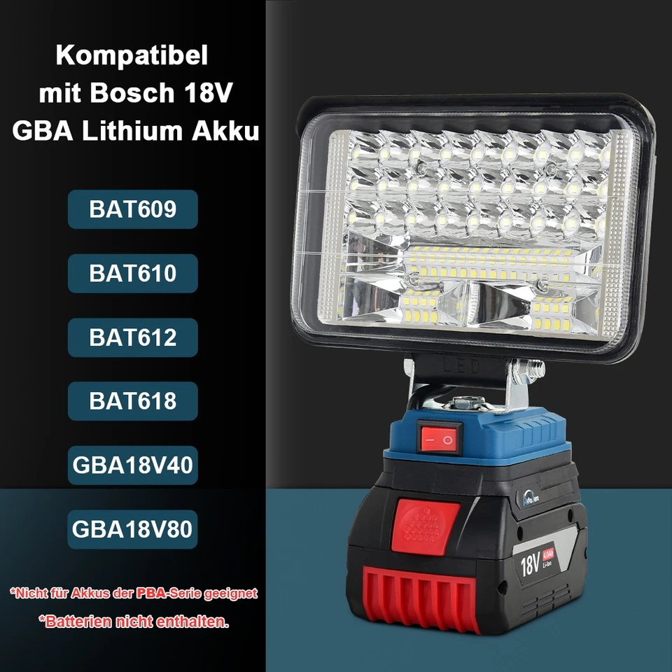 Für Bosch 18V GBA Akku LED Arbeitsleuchte 18V Strahler Licht Taschenlampe DE - Bild 3 von 4