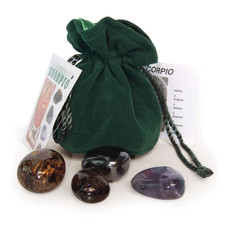 Skorpion Zodiac Crystal Talisman Set With LO SCARABEO Velvet Pouch