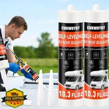 2 Pack 10.3 OZ RV Sealant Self Leveling RV Roof Sealant White Lap Sealant for...