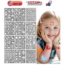 183PCS Temporary Tattoo Stencils, Paint Stencils Kit on Face and Body, Girl B...