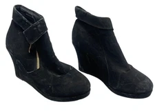 stella Top Moda wedged booties black zip up shoes size 8.5 READ READ