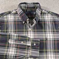 Polo Ralph Lauren Mens Slim Fit Plaid Shirt Button Down Oxford L Green Blue