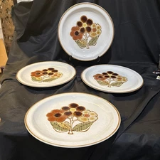international china stoneware Mid Century Stoneybrook Inca Set 4 Dinner Plates 1