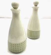 Cruet Set Studio Nova Separates Pearl Gray Moss Oil & Vinegar w/Stoppers