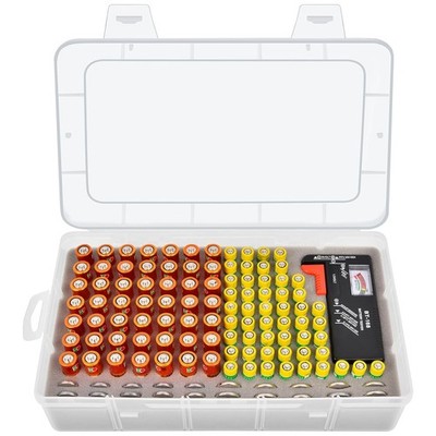 Casmilee Aufbewahrungsbox, Batterie-Box Hält 49 AA & 51 AAA Batterien + Tester