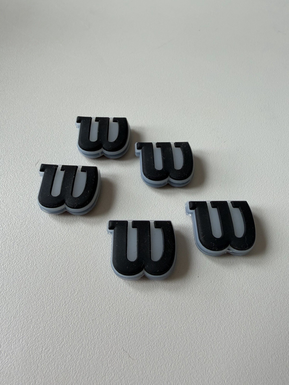 5x Wilson "W" Logo Tennis Racquet Vibration Dampeners - Black - Lot Of 5