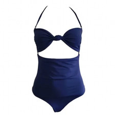 MARA HOFFMAN Knot Front Bandeau One Piece Swimsuit Womens S Indigo Tie Back NWT