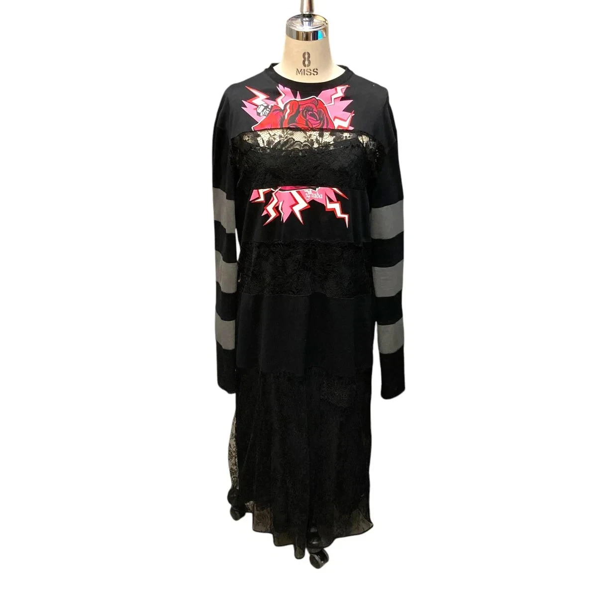 Abito Prada 2019 Thunderbolt Cuore Frankenstein Universale Nero IT40