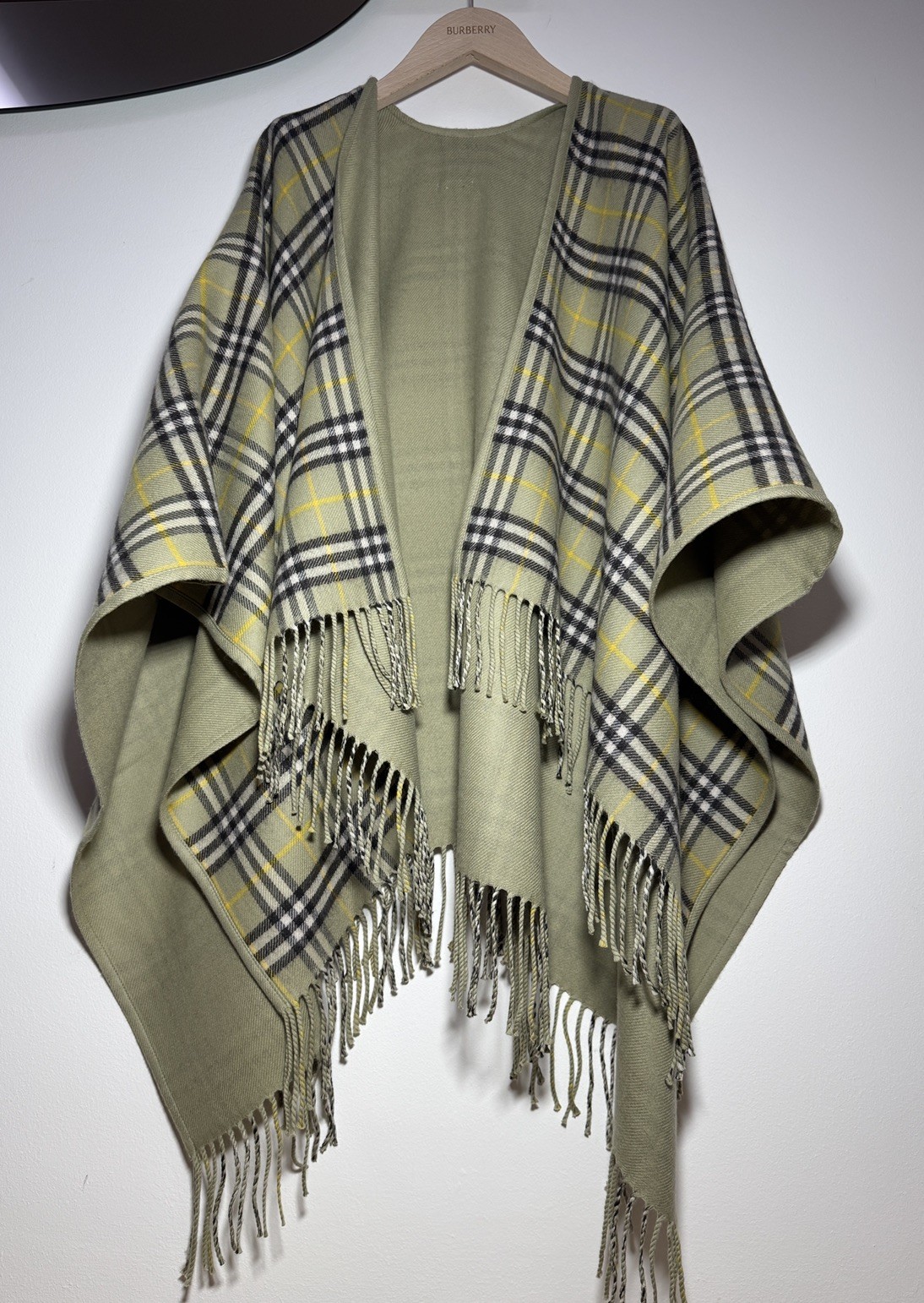 Burberry Reversible Check Wool Cape Poncho Green RRP £795 New image 3