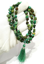 Natural Tibetan Turquoise Nugget Beads Necklace, Boho Long Necklace with Tassel