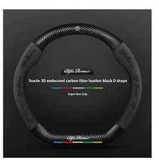 Pelle scamosciata goffrata per auto Coprivolante per Alfa Romeo GT 147 NERO D