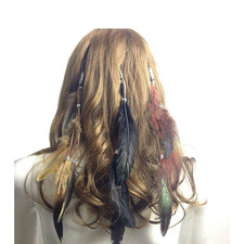 Women Feather Hair Clips Set of 3 Handmade Boho Hippie Hair Extensions with Clip