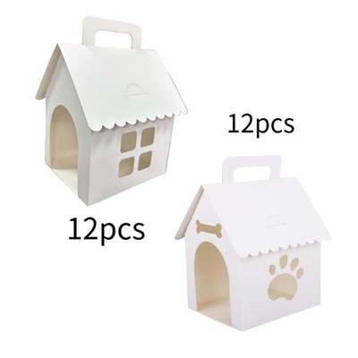 12x Gift Boxes for Presents Candy Treat Boxes Handheld Doghouse Shape Gift