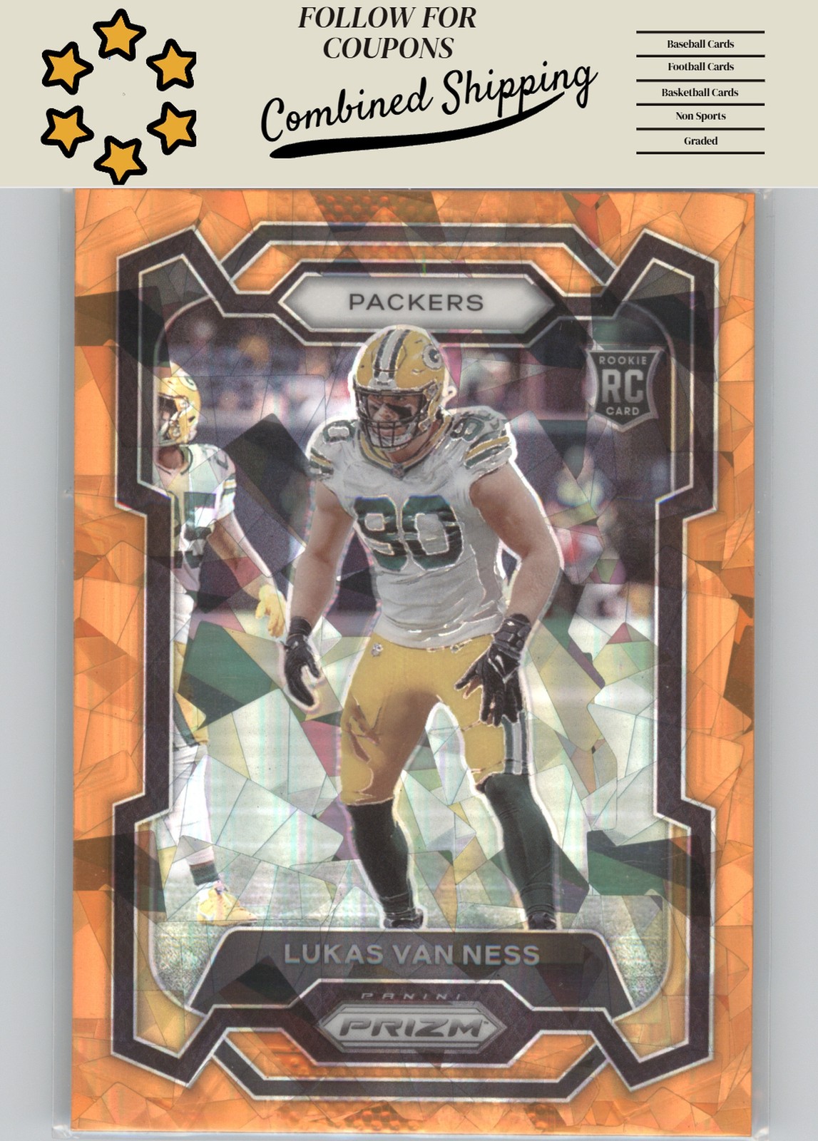 2023 Panini Prizm #336 Lukas Van Ness Orange Ice