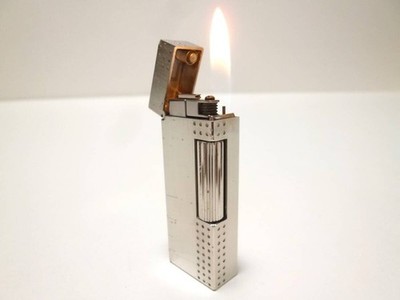 Dunhill Rolla Gasfeuerzeug Silver Mirror Finish / Dot Pattern working conditionn