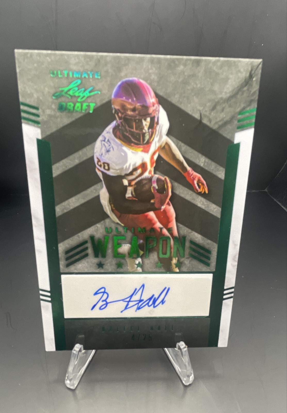 2022 Leaf Ultimate Draft - Breece Hall #BA-BH1 Emerald Spectrum /25 (AU, RC)