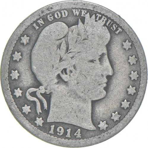 1914-D Barber Quarter Average Circ *9361
