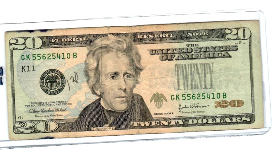 $20 "MISSING GREEN SEAL" (RARE NOTE) 2004-A $20"MISSING GREEN SEAL" RARE!!!!!!!! - Image 2 of 3