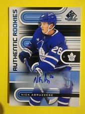 2022-23 SP Game Used Authentic Rookies Auto Nick Abruzzese Toronto Maple Leafs