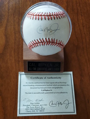 CAL RIPKEN JR. SIGNED AUTOGRAPHED BASEBALL W/COA AND DISPLAY
