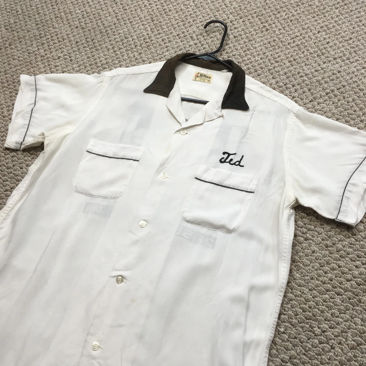 トップス 50s rayon gabardine shirts white bowling Bowling 1950s Vintage Casual Shirts for Men for sale | eBay