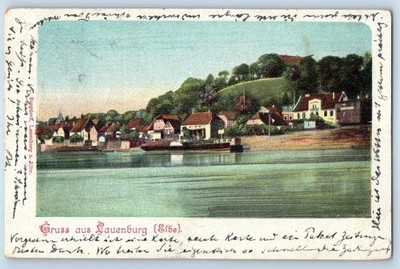 Schleswig-Holstein Germany Postcard Houses View Greetings from Lauenburg 1904
