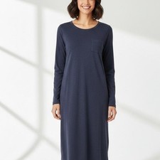 Club Monaco Size SP Petite Gray Long Sleeve Knee Length Pocket T-Shirt Dress