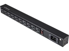 10 Outlet Rack Mount Power Strip 125V/16 Amp, 1U Horizontal 19" Rackmount PDU,