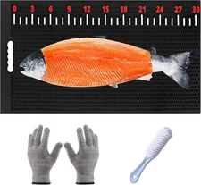 Fish Fillet Mat, 32 x 16 inch Extra Large Cutting 32"L x 16"W, Black 