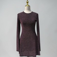 Reformation Riley Mini Skater Dress Sm Blush Red Metallic Fit & Flare Glam Party