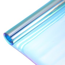 Holographic Clear Vinyl Film Holographic PVC Fabric 12"x48",Laser Cyan
