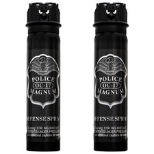 2 POLICE MAGNUM Pepper Spray 5 Ounce Flip Top Safety Stream Defense Protection