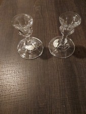 Vintage Crystal Candle Stick Holders 24% Full Lead Made in USA 4.25" Tall
