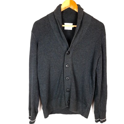 NN07 NO NATIONALITY Men's Jumper Cardigan Size S Tight Knit Shawl Collar Grey