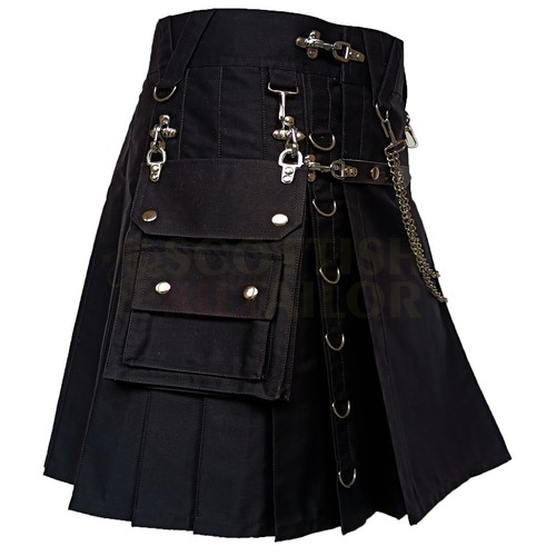 Falda escocesa utilitaria hecha a mano para hombre híbrida falda escocesa gótica y faldas escocesas de tamaño personalizado - Imagen 5 de 7