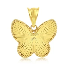 iJewelry2 - 14K Yellow Gold Diamond-Cut Butterfly Pendant